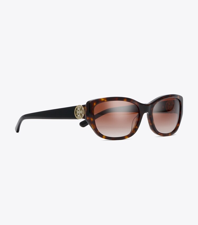 Tory Burch designer sunglasses & eyewear Logo-Hinge Sunglasses in DK TORTOISE detail