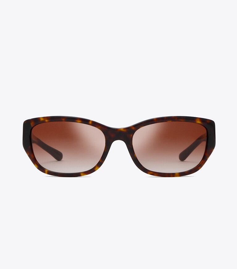 Tory Burch designer sunglasses & eyewear Logo-Hinge Sunglasses in DK TORTOISE front