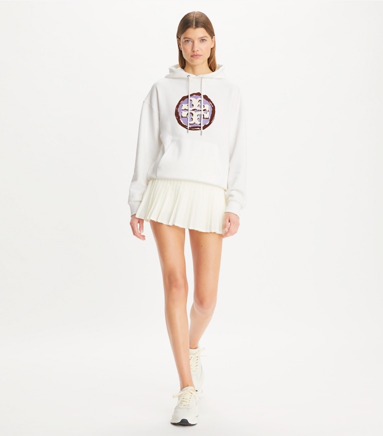 Tory Sport designer sweaters Logo Hoodie in Snow White front