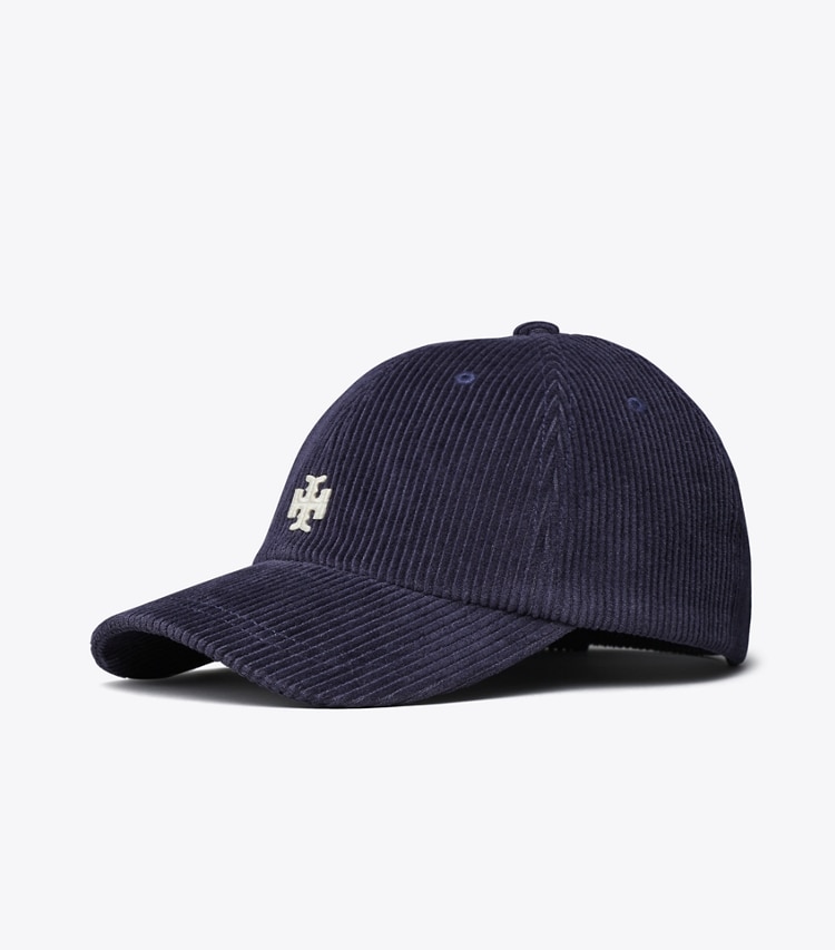 Tory Burch designer mützen Logo-Kappe aus Kordsamt in Tory Navy angle