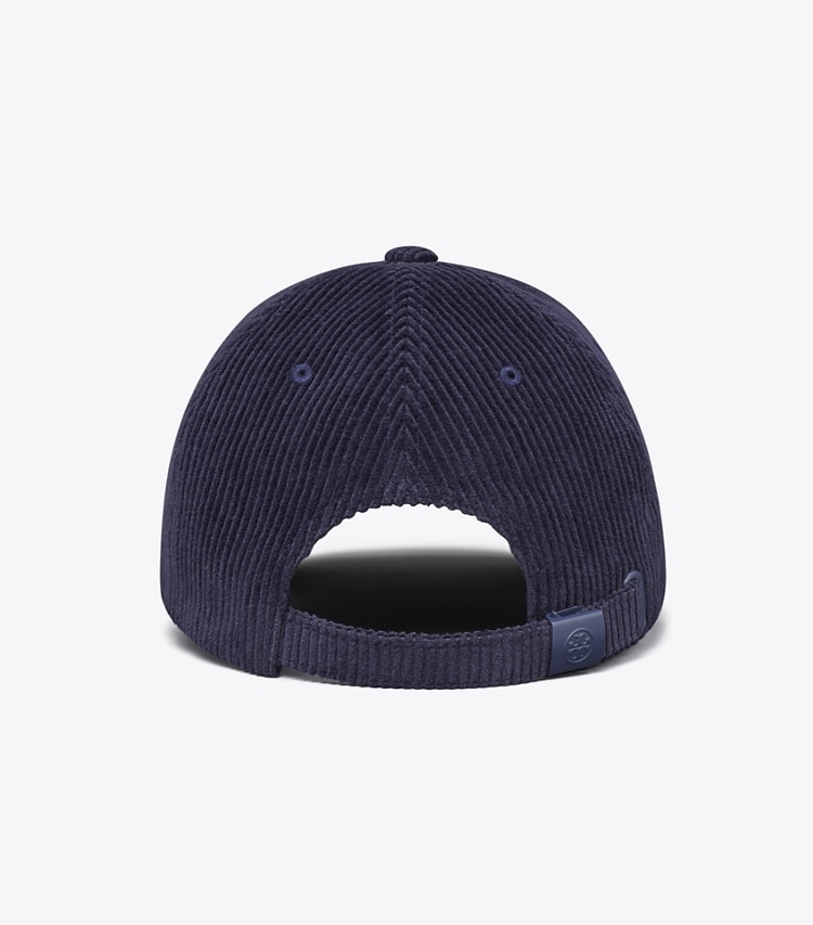 Tory Burch designer mützen Logo-Kappe aus Kordsamt in Tory Navy zurück