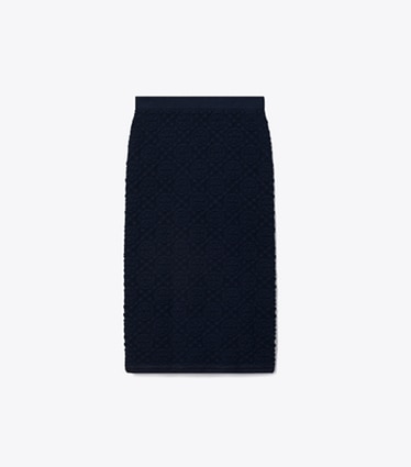 Tory Burch designer ボトムス ロゴ レーススカート in Dark Sea Navy front