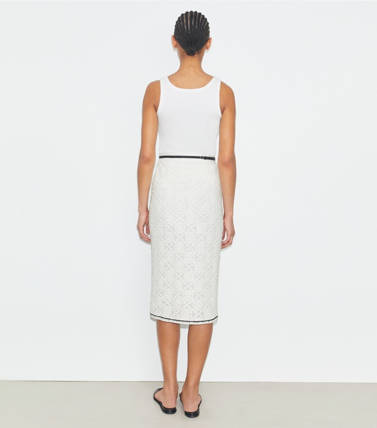 Tory Burch designer ボトムス ロゴ レーススカート in White front