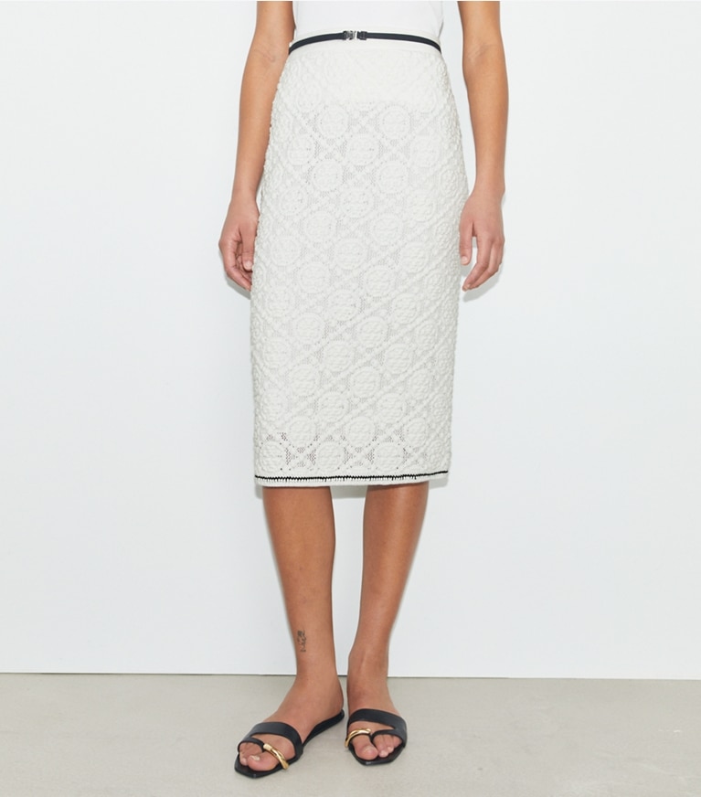 Tory Burch designer ボトムス ロゴ レーススカート in White front