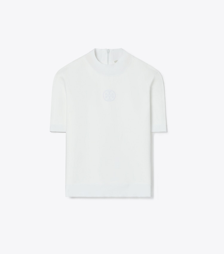 Tory Burch designer sweaters Logo Mockneck T-Shirt in Bright White front