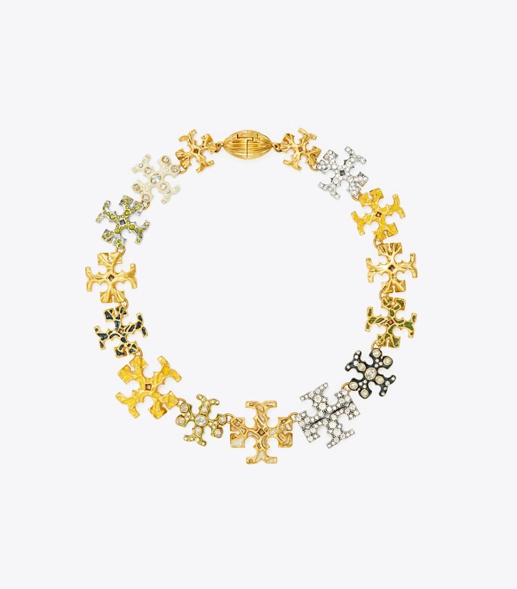 Tory Burch designer necklaces Logo Necklace in Rolled Gold / Multi front