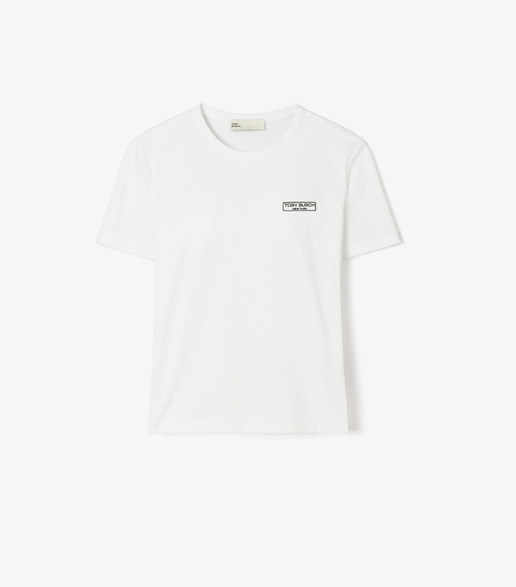 Tory Burch designer tops Logo Patch T-Shirt in White front