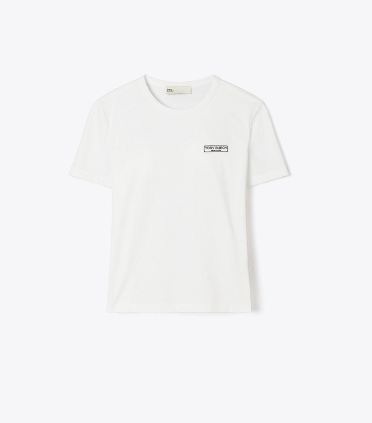 Tory Burch designer tops Logo Patch T-Shirt in White front