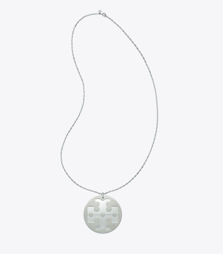 Tory Burch designer necklaces Logo Pendant Necklace in Silver front