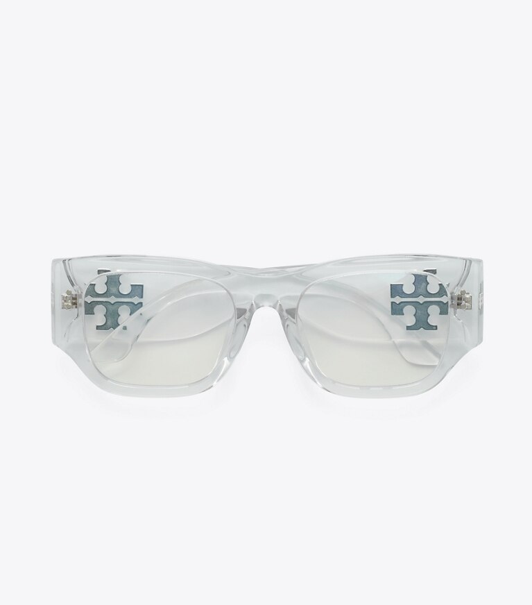 Tory Burch designer sonnenbrillen & brillen Logo-Sonnenbrille mit Blaulichtfilter in Blue Light Filtering Eyeglasses, Crystal von oben