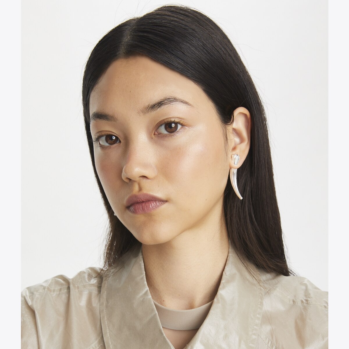 Logo Spike Front-Back Earring: Women's Designer Earrings