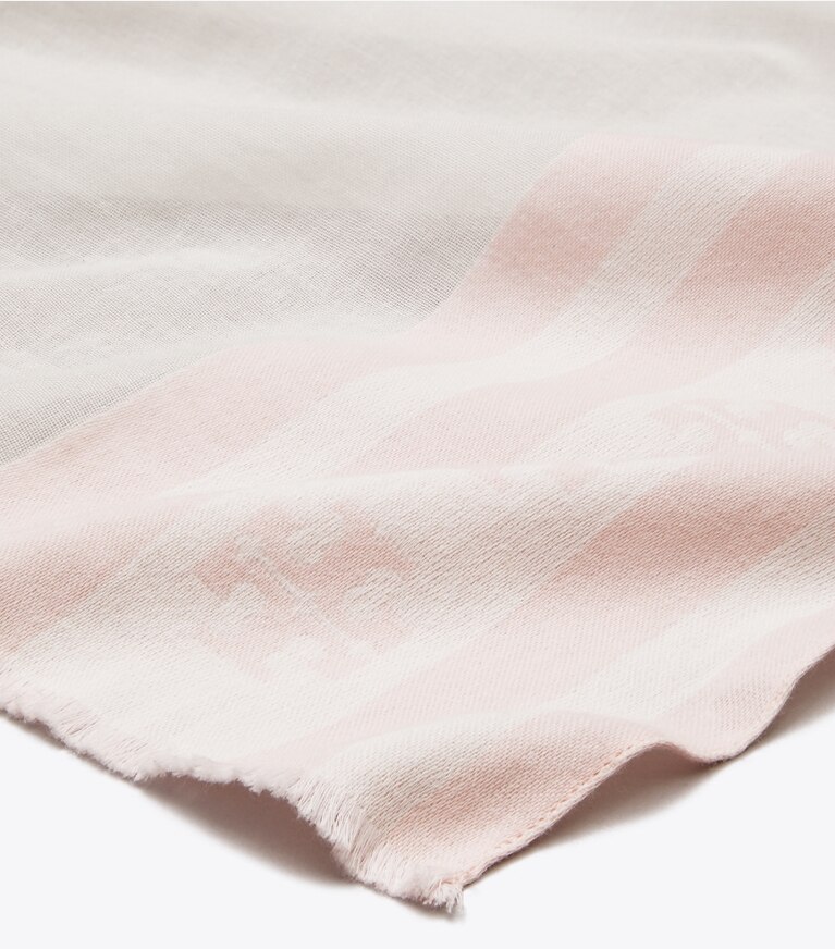 Tory Burch designer scarves Logo Stripe Oblong Scarf in Pink detail