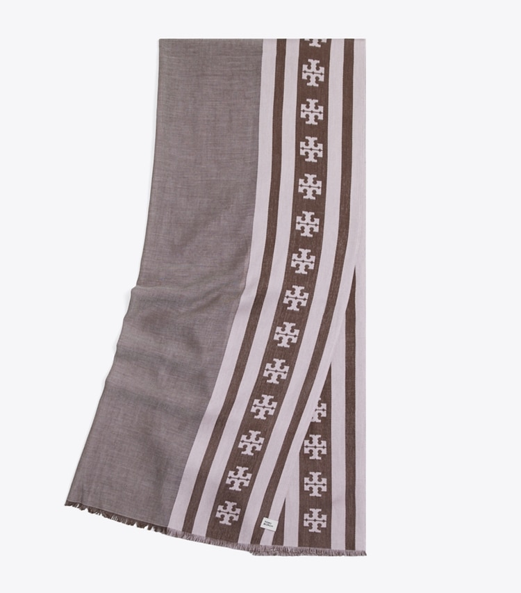 Tory Burch designer scarves Logo Stripe Oblong Scarf in Chocolate folded