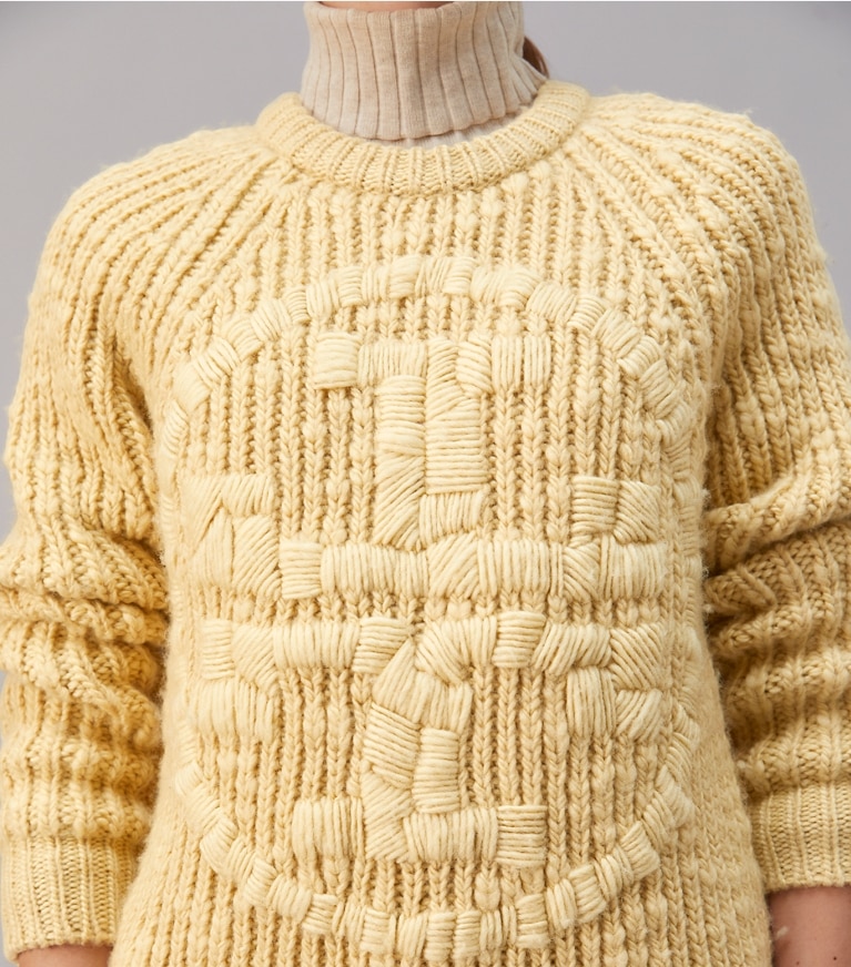 Tory Burch designer sweaters Logo Sweater in Dark Natural Ivory front