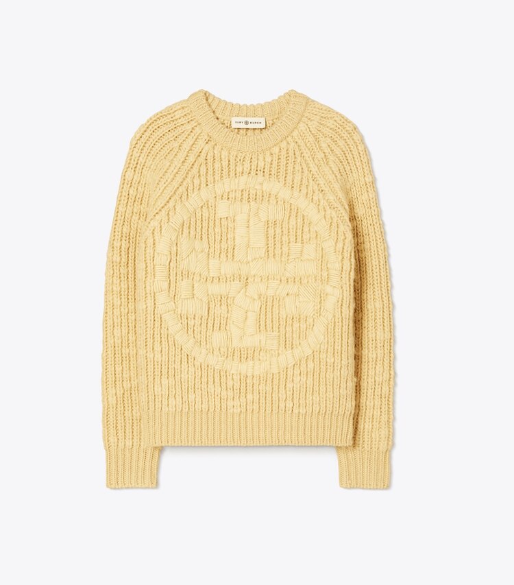Tory Burch designer sweaters Logo Sweater in Dark Natural Ivory front