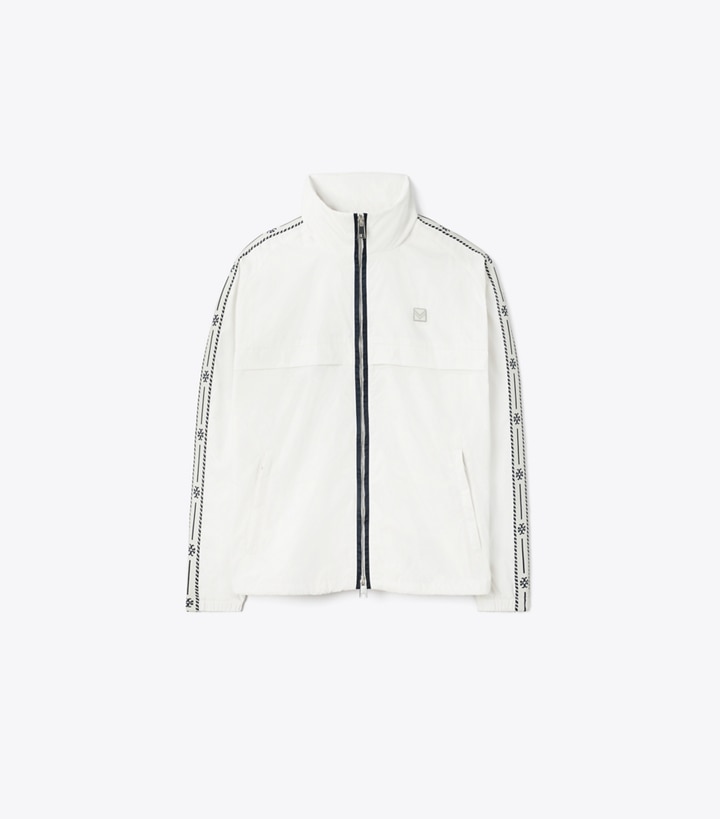 Tory Sport designer jackets Logo Tape Jacket in Snow White front