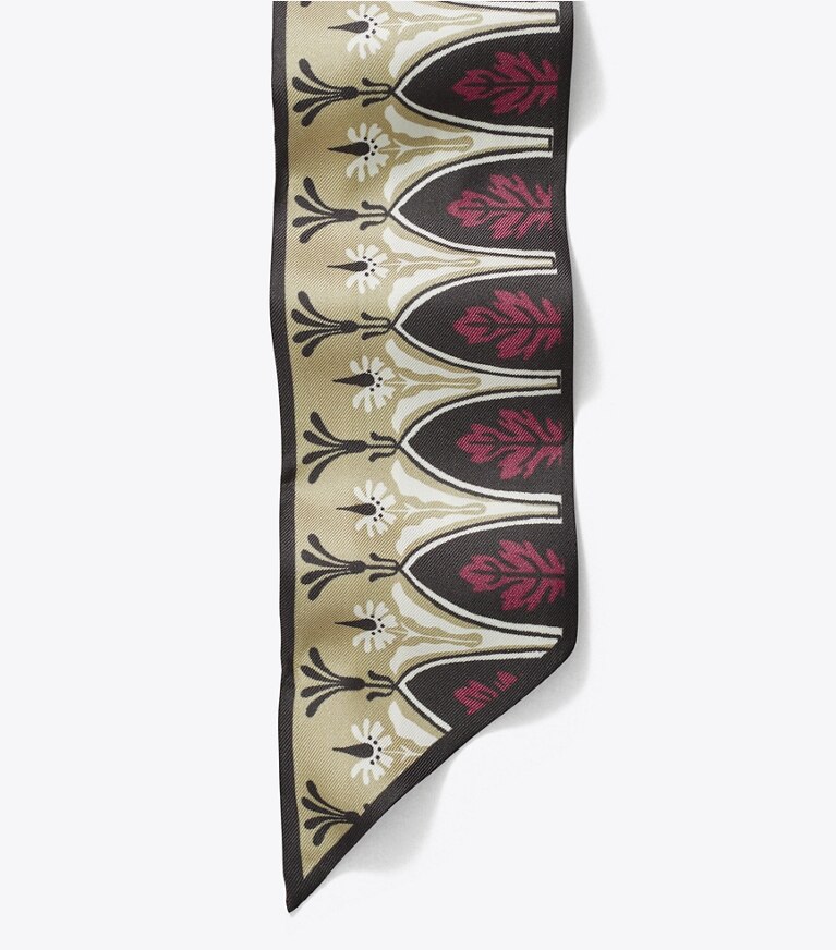 Tory Burch designer scarves Lola Montez Ribbon Tie in BURGUNDY overhead