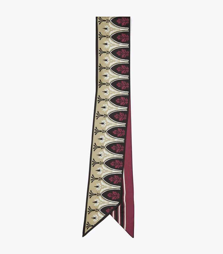 Tory Burch designer scarves Lola Montez Ribbon Tie in BURGUNDY folded