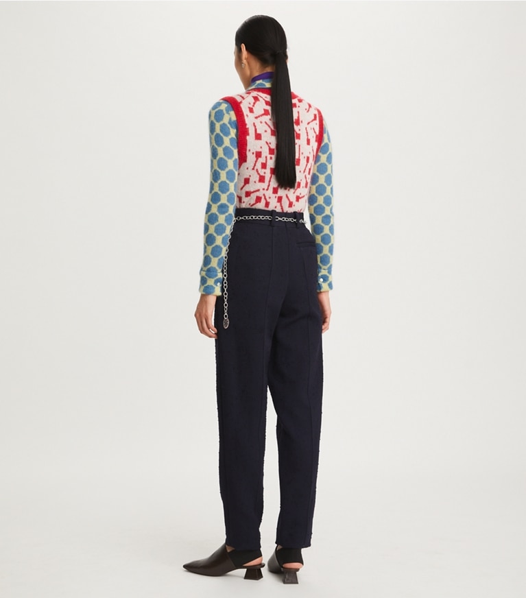 Tory Burch designer sweaters Lollipops Jacquard Sweater Vest in Rosy Red front