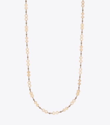 Tory Burch designer necklaces Long Forget Me Not Necklace in Tory Gold front