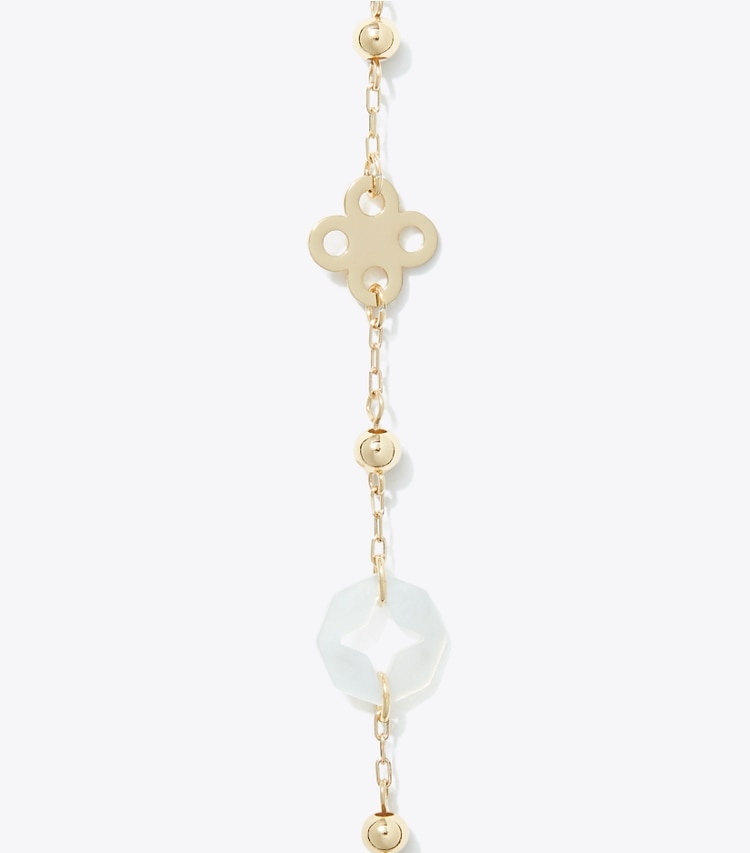 Tory Burch designer necklaces Long Forget Me Not Pavé Necklace in Tory Gold / Multi detail