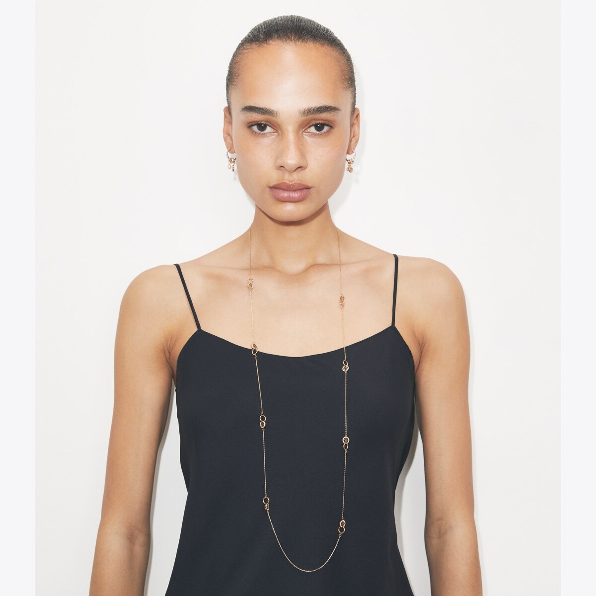 Long Icon Pavé Interlocking Necklace: Women's Designer Necklaces