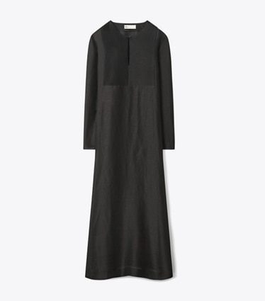 Tory Burch designer coverups Long Linen Caftan in Black front