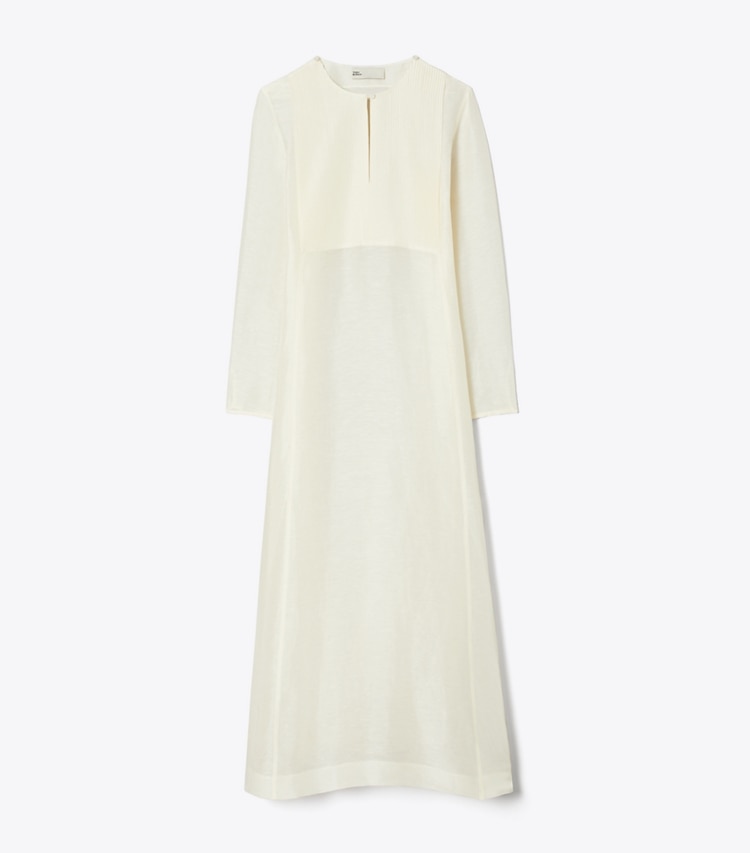 Tory Burch designer coverups Long Linen Caftan in New Ivory front