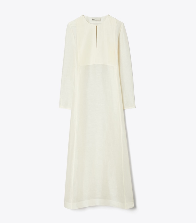 Tory Burch designer coverups Long Linen Caftan in New Ivory front