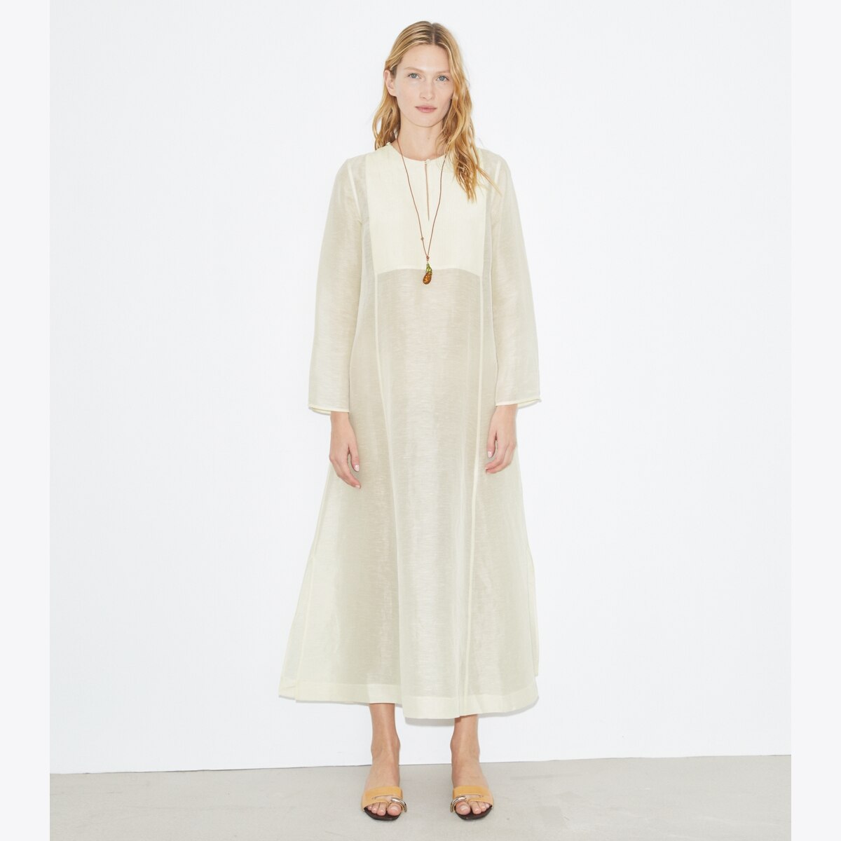 LONG LINEN CAFTAN - thumbnail 2