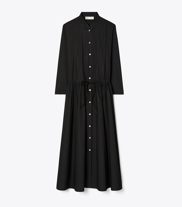 Tory Burch designer coverups Long Poplin Shirtdress in Black front