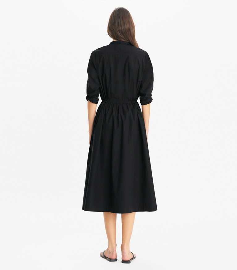 Tory Burch designer coverups Long Poplin Shirtdress in Black front