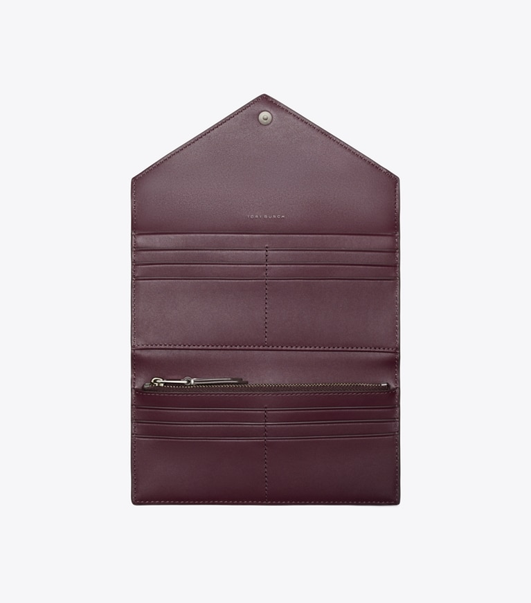 Tory Burch designer portefeuilles Long portefeuille enveloppe à blocs de couleurs dans Soft Custard Multi vue du dessus