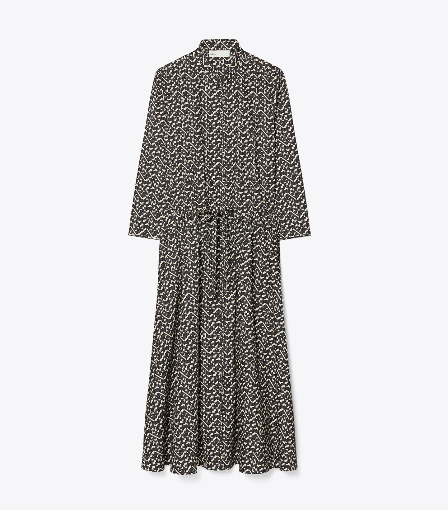 Long Printed Poplin Shirtdress