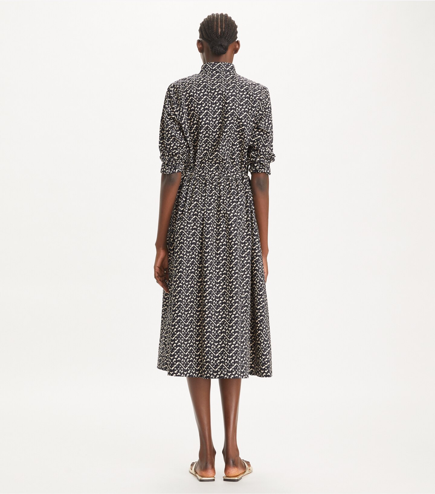 Long Printed Poplin Shirtdress