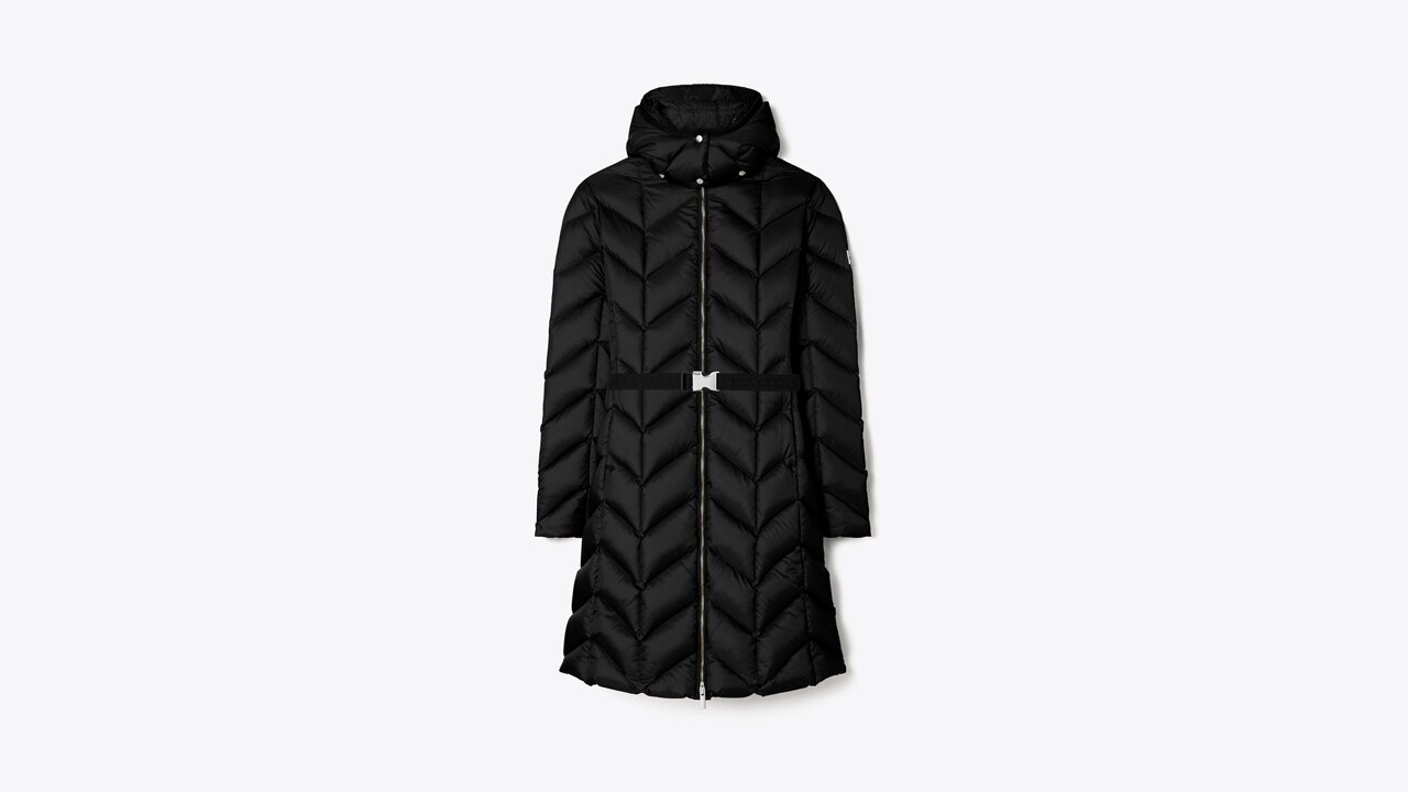Graphic Quilted Nylon Hooded Wrap Coat - Women - Ready-to-Wear