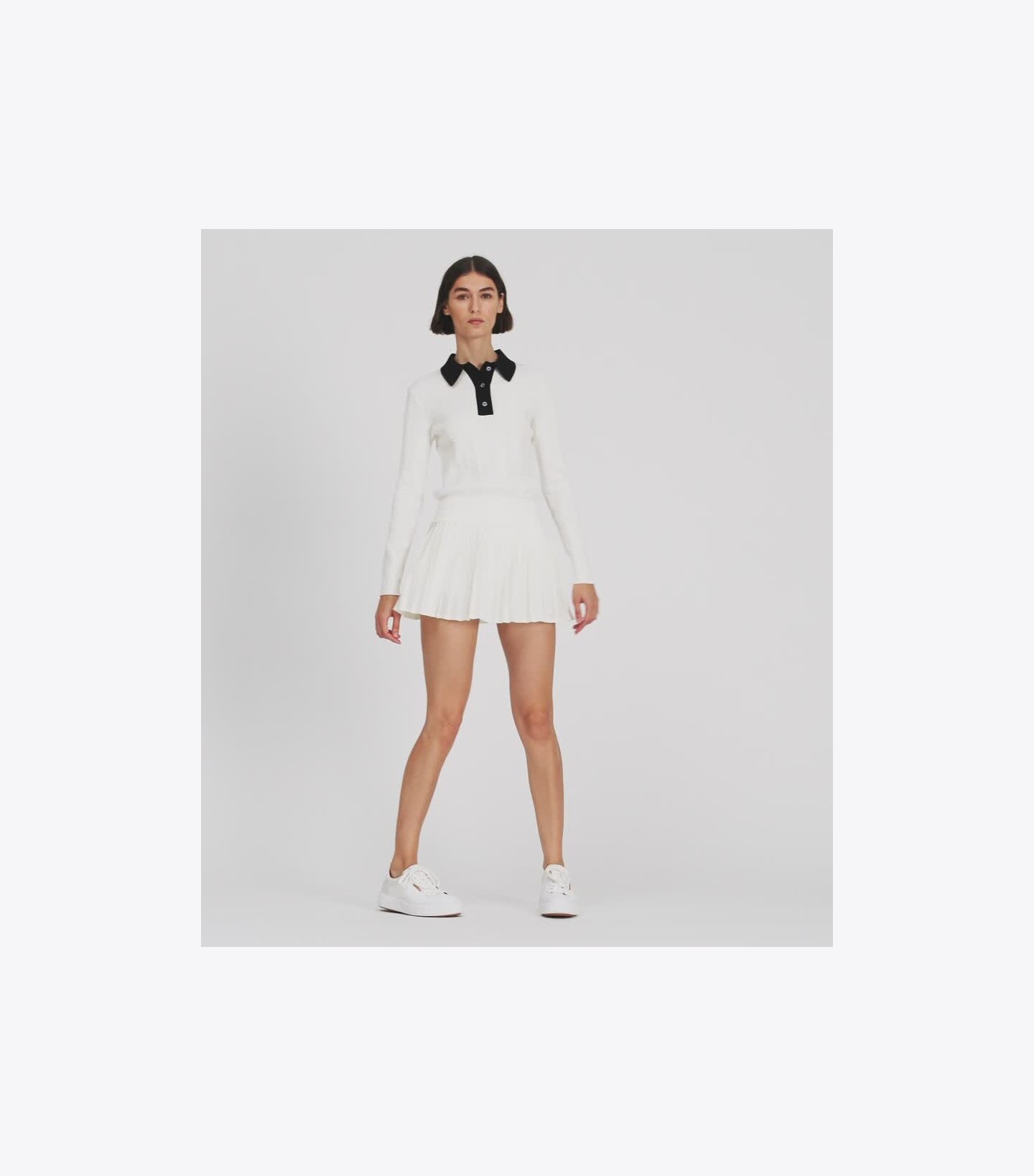 Long-Sleeve Cotton Pointelle Polo