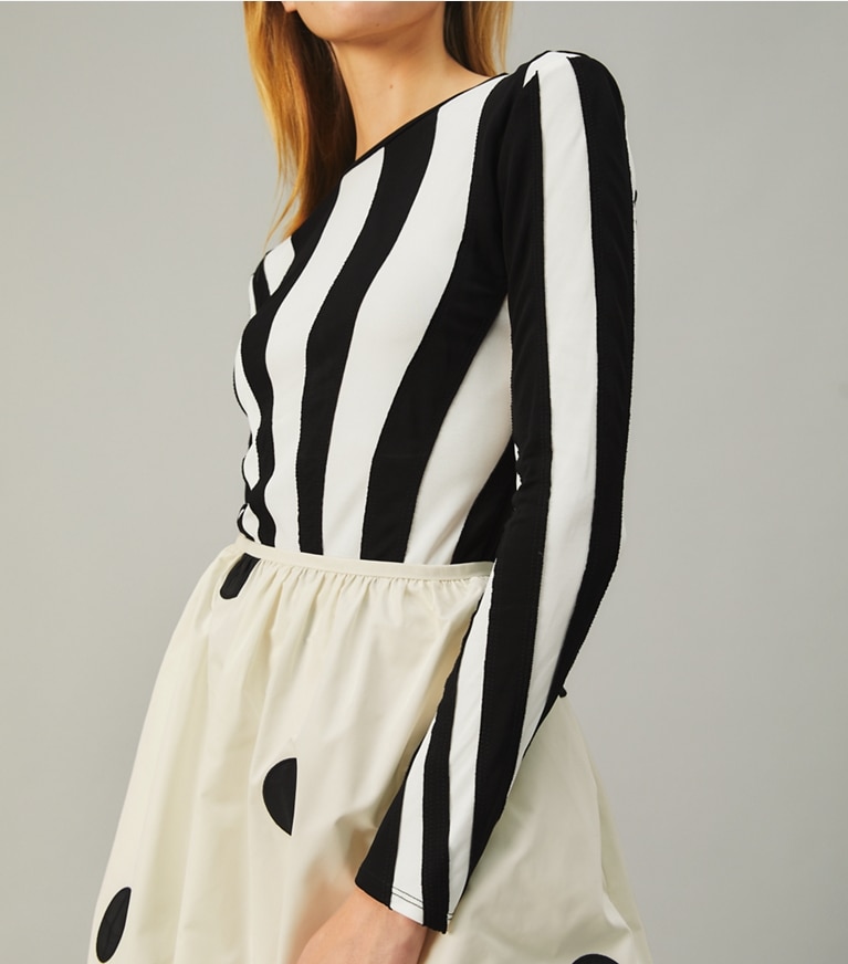 Tory Burch designer tops Long-Sleeve Jersey Top in Black front