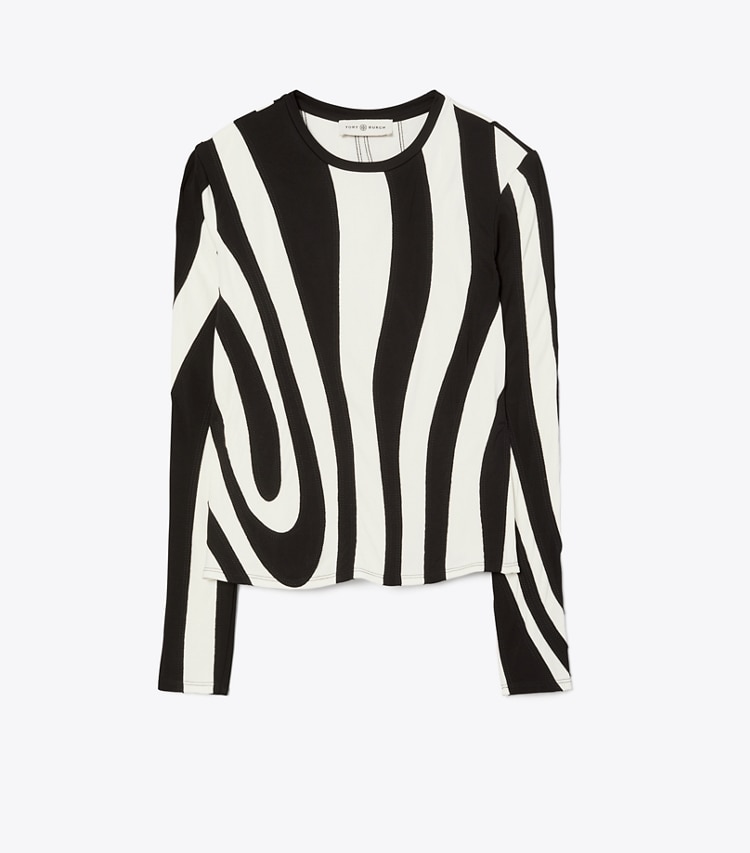 Tory Burch designer tops Long-Sleeve Jersey Top in Black front