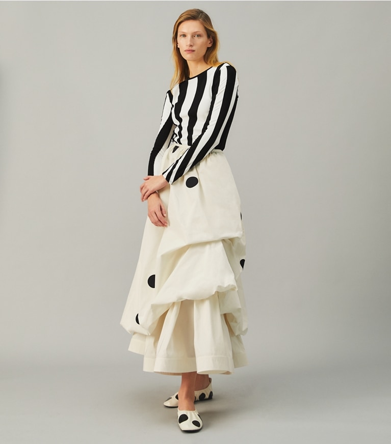 Tory Burch designer tops Long-Sleeve Jersey Top in Black front