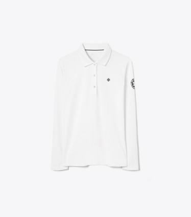Tory Sport designer tops Long-Sleeve Polo in Snow White front