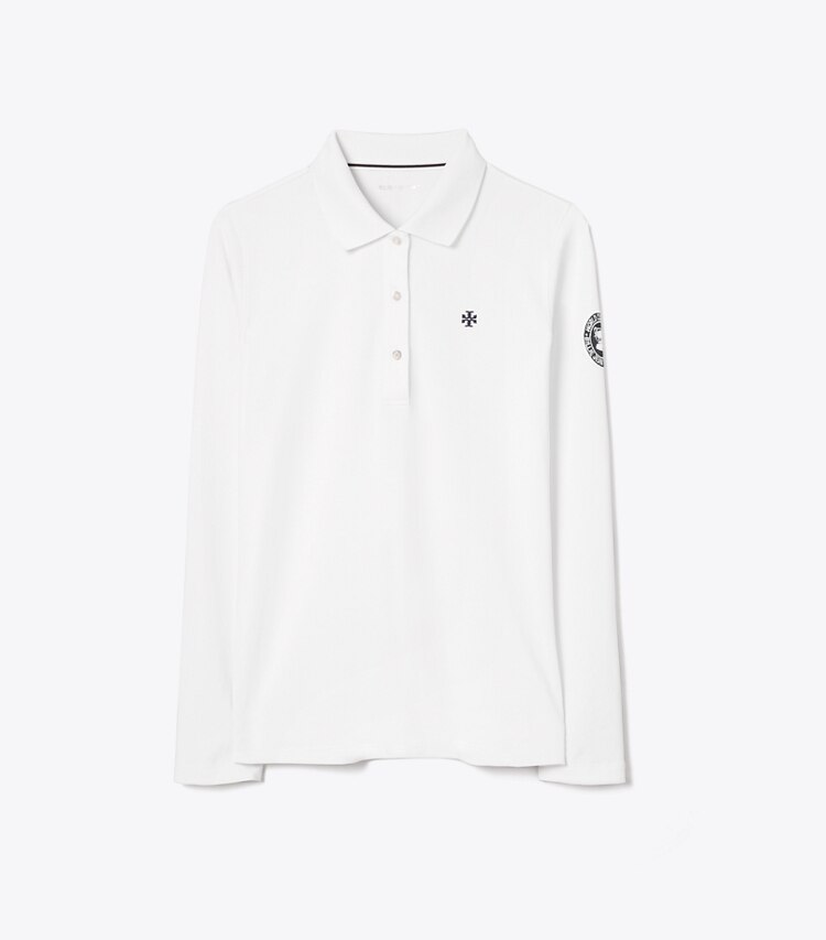 Tory Sport designer tops Long-Sleeve Polo in Snow White front