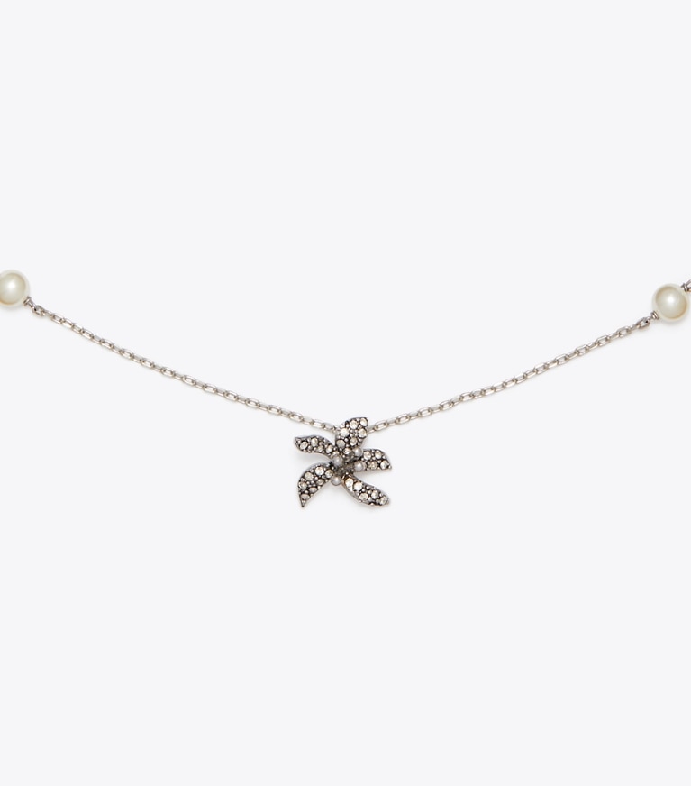 Tory Burch designer boites à bijoux Lot-cadeau pendentif et boucles d'oreilles Moondance dans Tory Silver / Pearl supplémentaire
