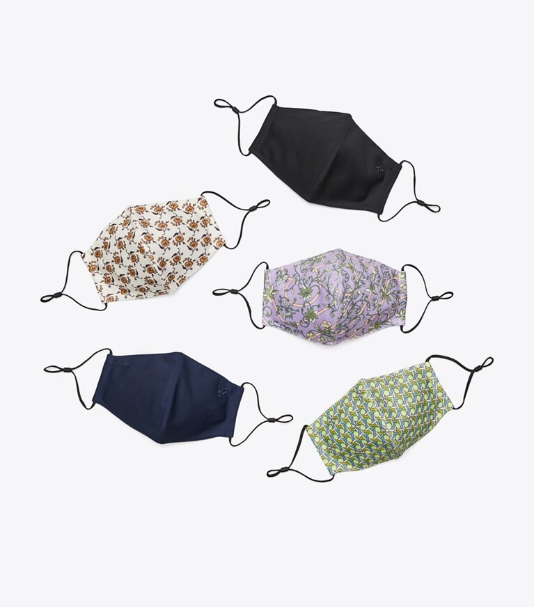 Tory Burch designer masques Lot de 5 masques imprimés in SEASONAL PRINT (MASK 2022) front