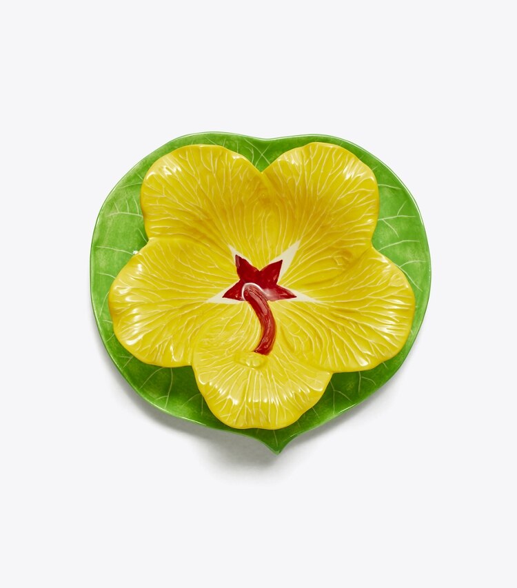 Tory Burch designer vaisselle Lot de bol et assiette Lily Pad dans Green / Yellow de face