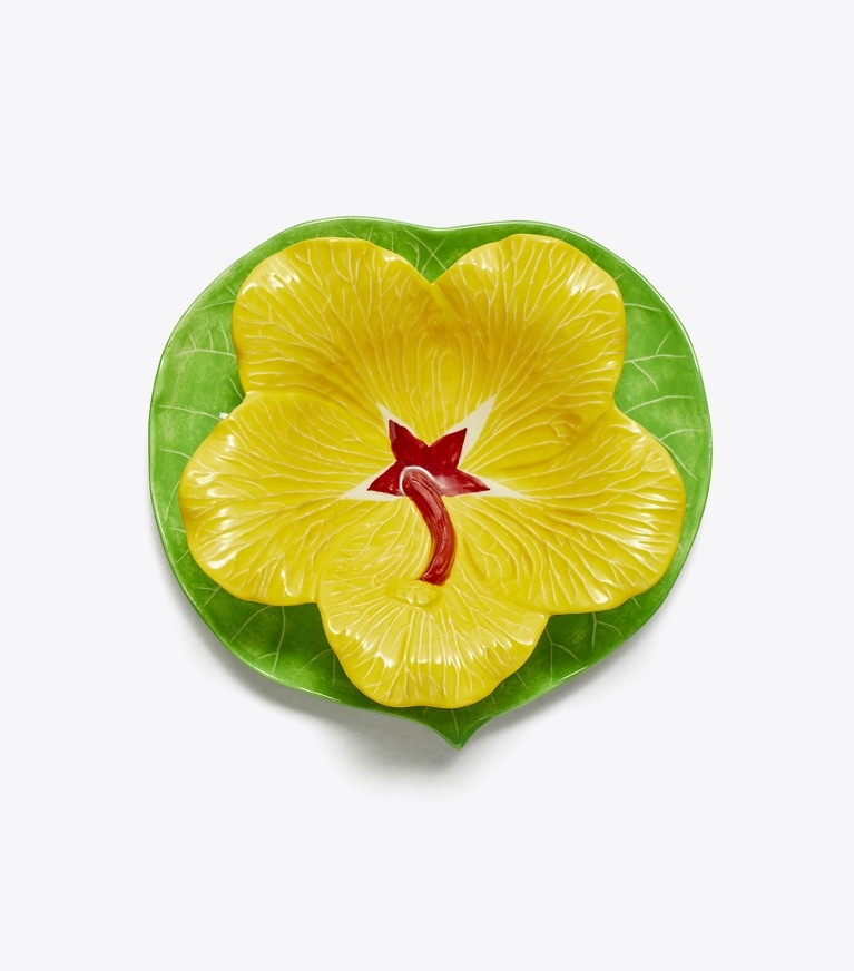 Tory Burch designer vaisselle Lot de bol et assiette Lily Pad dans Green / Yellow de face