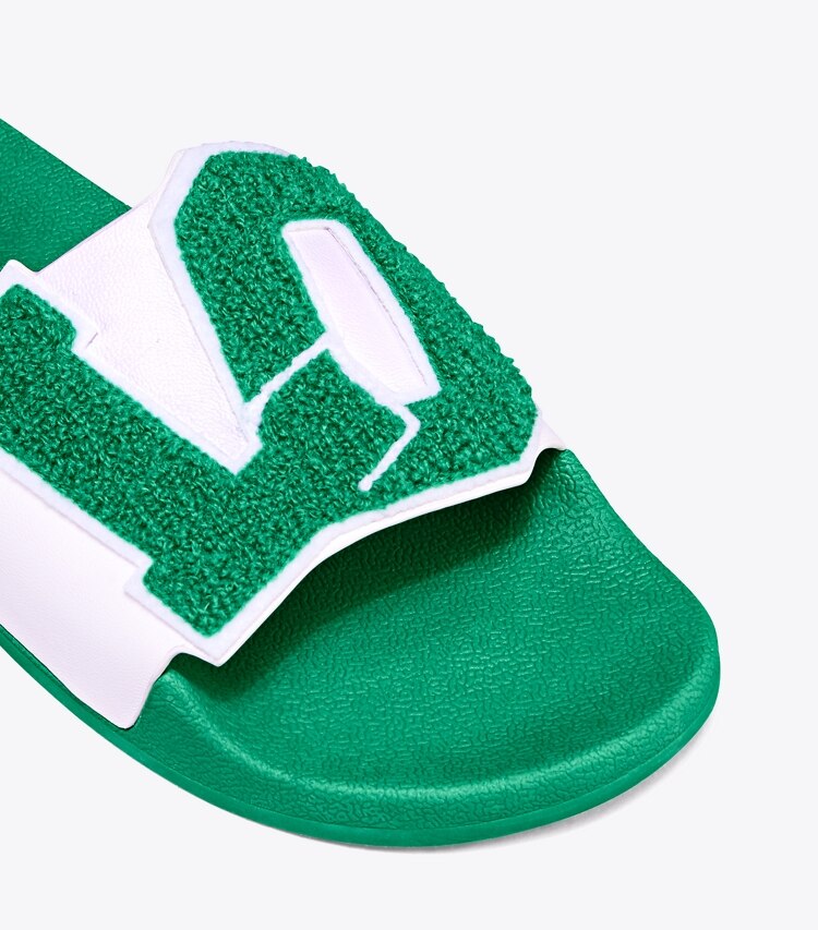 Tory Sport designer sandals Love Slide Sandals in Snow White/Vineyard/White angle