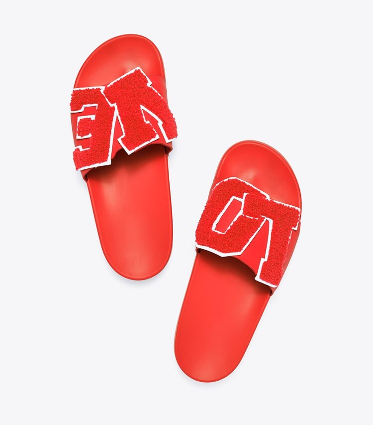 Tory Sport designer sandals Love Slide Sandals in Red / Red / SNOW WHITE overhead