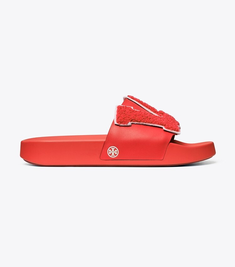 Tory Sport designer sandals Love Slide Sandals in Red / Red / SNOW WHITE side