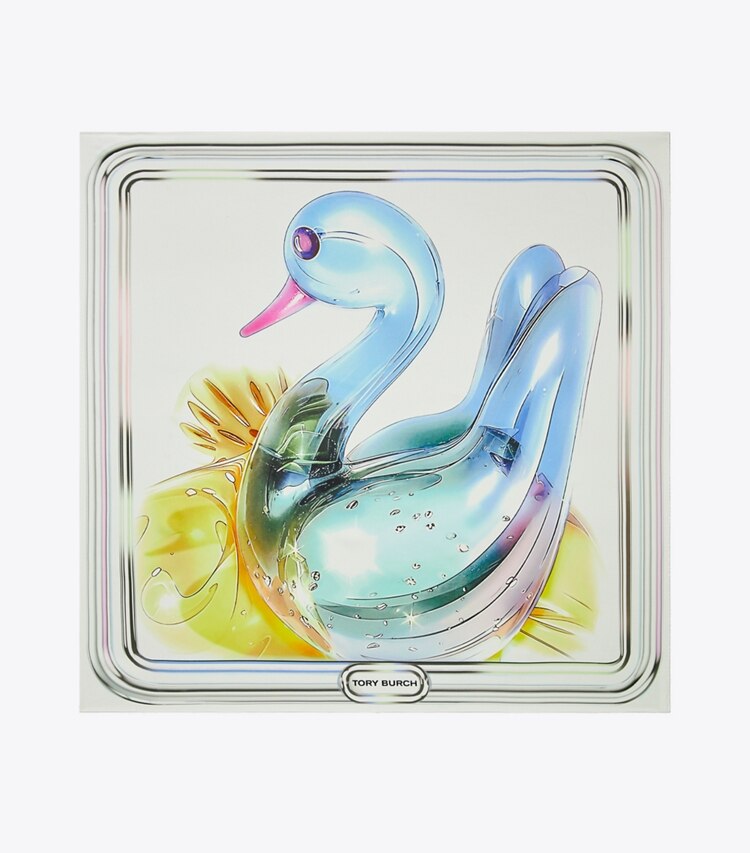 Tory Burch designer schals Lucky Duck Seidentuch in Blue von oben
